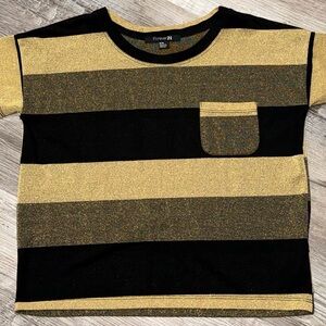 Women's Black & Gold Glitter Shirt Size Medium Brand Forever 21